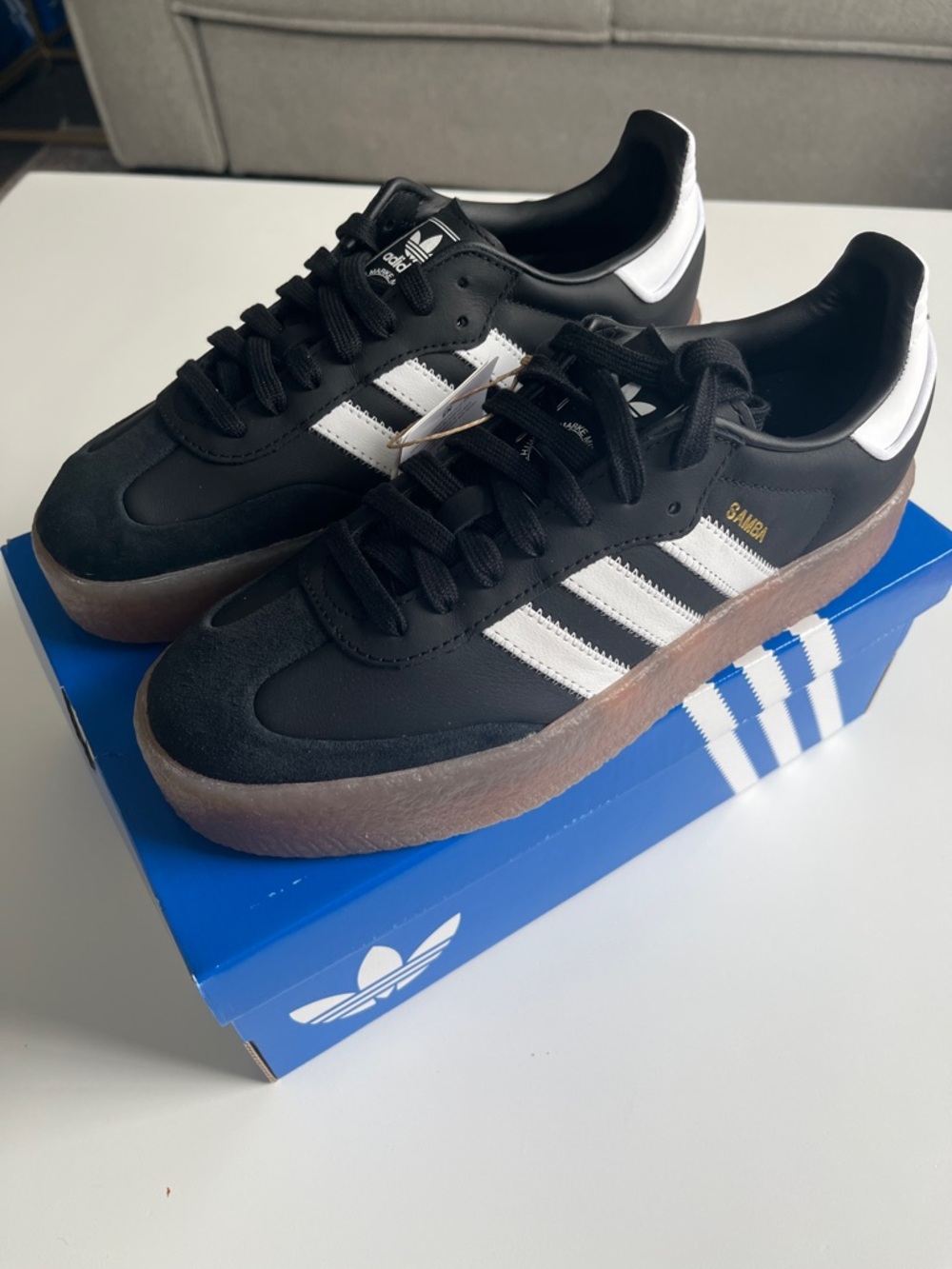 adidas Black & White Sambae Platform Shoes with Gum Sole NWT